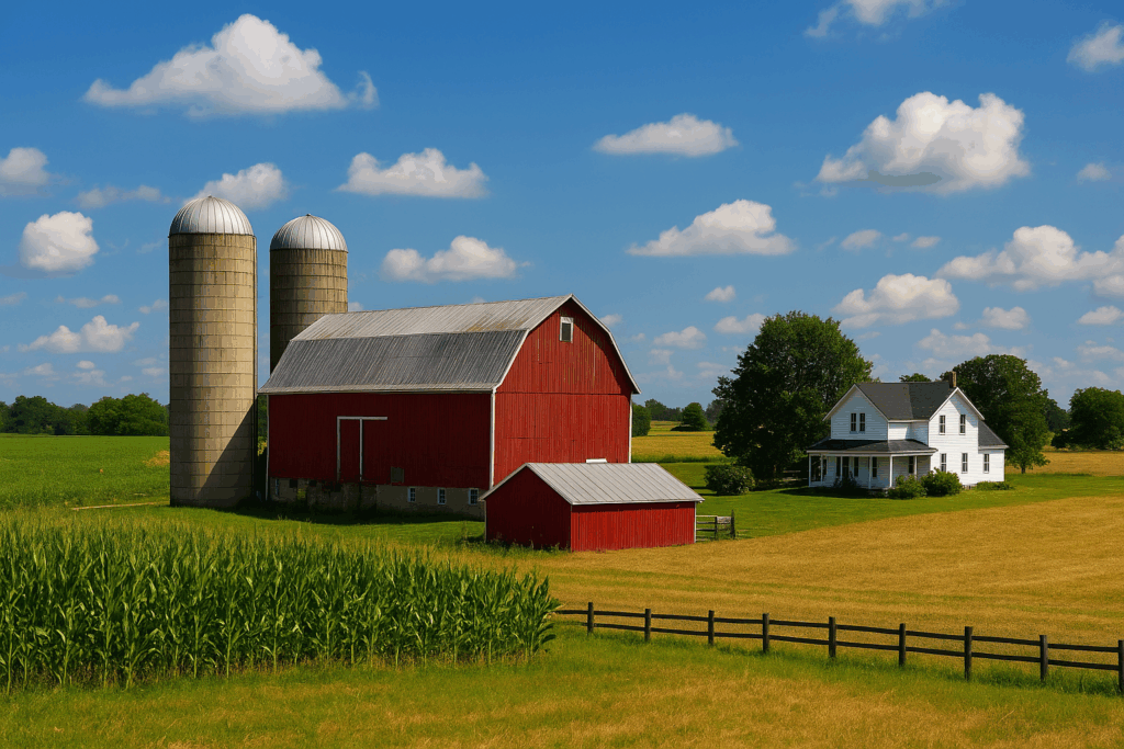 Farm with a red barn outside of Saginaw, MI